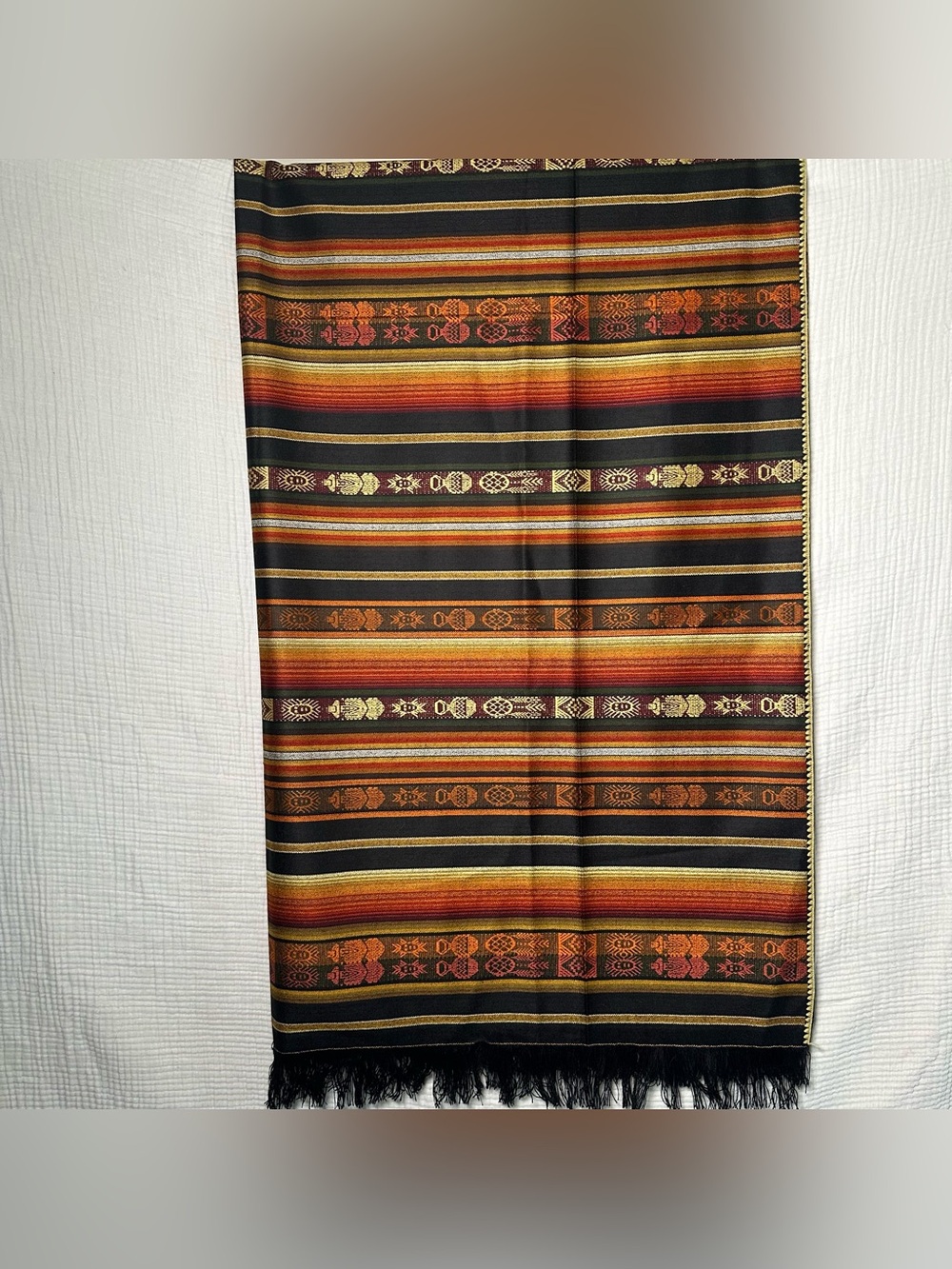 Adean Folk Art-Woven Peruvian Aguayo Western Textile Tablecloth 99x64”-Boho Chic